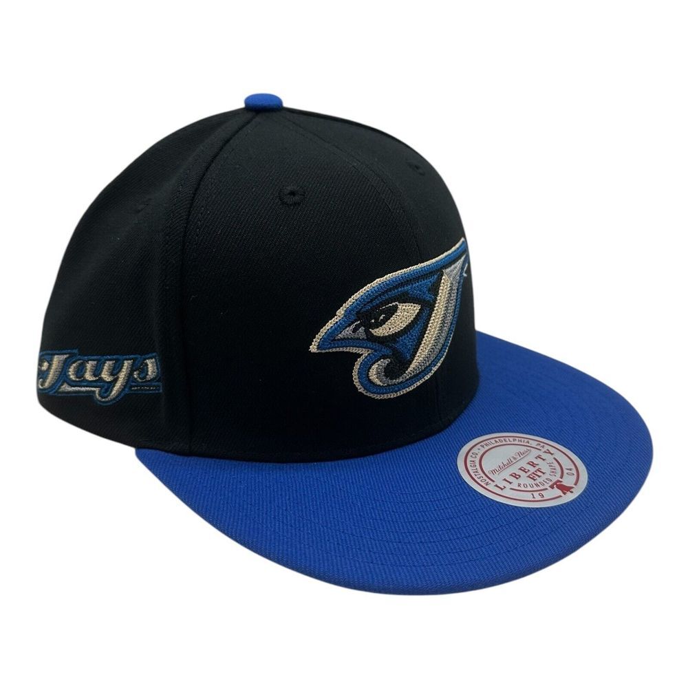 Mitchell & Ness Toronto Blue Jays Hat Cap Snapback Adjustable Black Blue Liberty